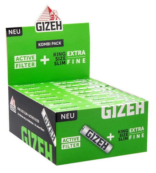 Gizeh BLACK King Size Slim Papers + Aktivkohlefilter